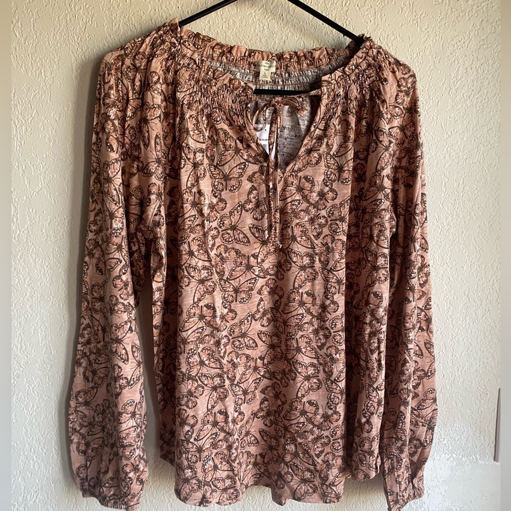 Mason & Belle NWT Butterfly Peasant Boho Flowy Long Sleeve Blouse Women’s Size L